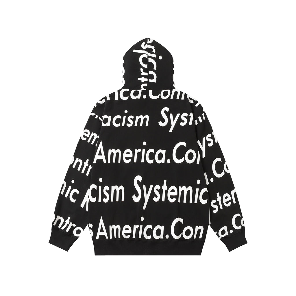 SUDADERA CON CAPUCHA DENIM TEARS X ARTHUR JAFA SYSTEMIC RACISM CONTROLS AMERICA ZIP UP HOODIE