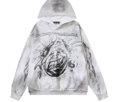 SUDADERA CON CAPUCHA HELLSTAR HSTAR RECORDS BLANCA