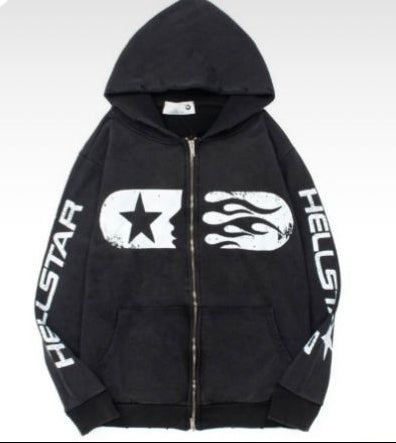 SUDADERA CON CAPUCHA Y CREMALLERA NEGRA DE HELLSTAR STUDIOS