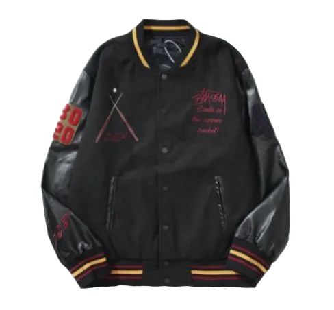 CHAQUETA VARSITY STÜSSY 40TH ANNIVERSARY IST NEGRA DE EDICIÓN LIMITADA