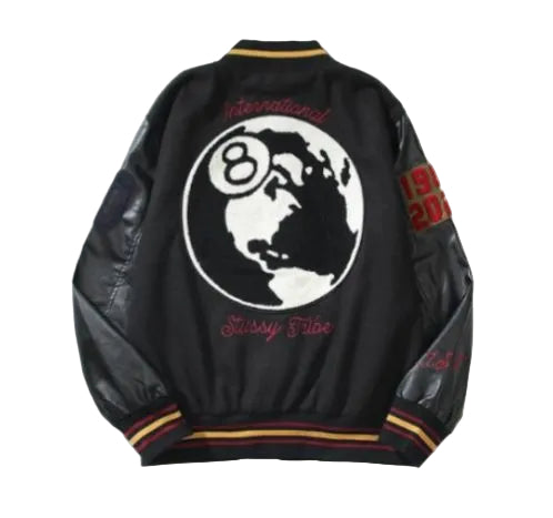 CHAQUETA VARSITY STÜSSY 40TH ANNIVERSARY IST NEGRA DE EDICIÓN LIMITADA