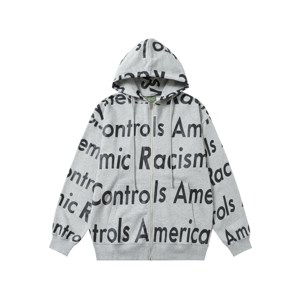 SUDADERA CON CAPUCHA DENIM TEARS X ARTHUR JAFA SYSTEMIC RACISM CONTROLS AMERICA ZIP UP HOODIE